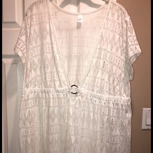 Tropical Escape Swimsuit Cover-Up, White